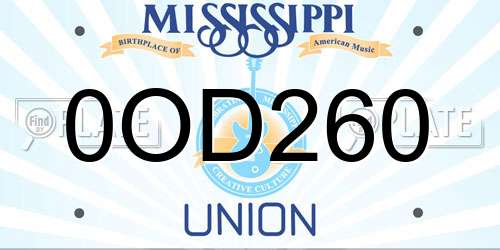 0OD260 Mississippi License Plate