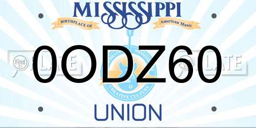 0ODZ60 Mississippi License Plate