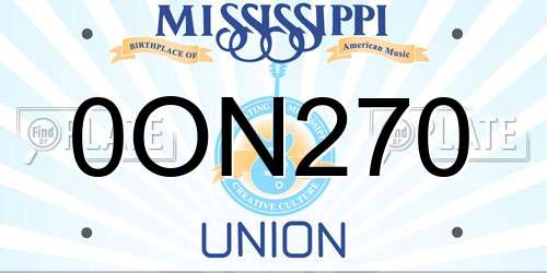 0ON270 Mississippi License Plate