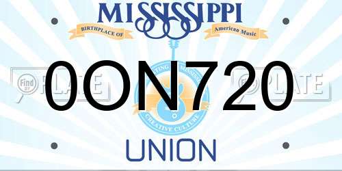 0ON720 Mississippi License Plate
