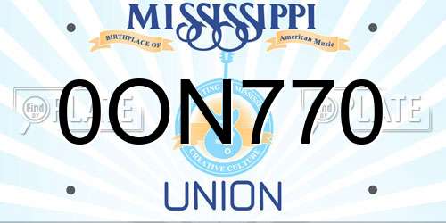 0ON770 Mississippi License Plate