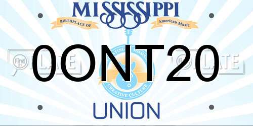 0ONT20 Mississippi License Plate