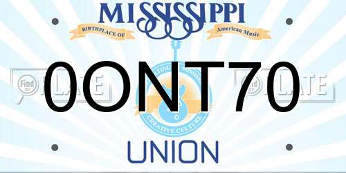 0ONT70 Mississippi License Plate