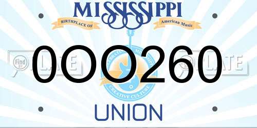 0OO260 Mississippi License Plate
