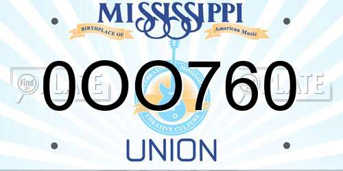0OO760 Mississippi License Plate