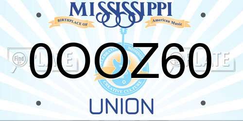 0OOZ60 Mississippi License Plate