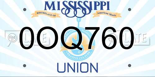 0OQ760 Mississippi License Plate
