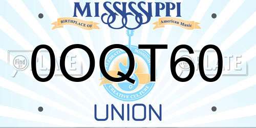 0OQT60 Mississippi License Plate