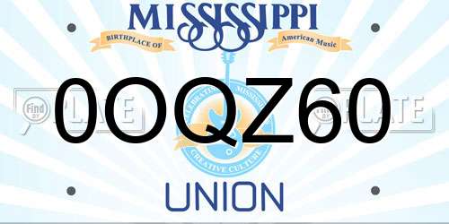 0OQZ60 Mississippi License Plate