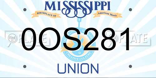 0OS281 Mississippi License Plate