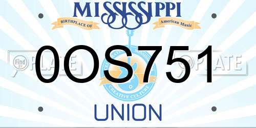0OS751 Mississippi License Plate