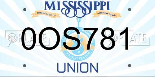 0OS781 Mississippi License Plate