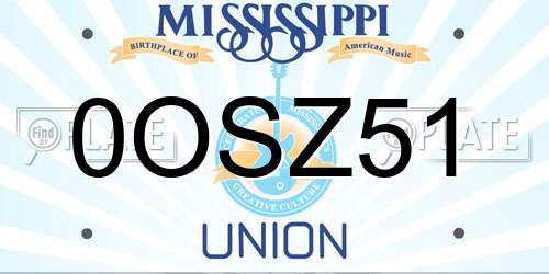 0OSZ51 Mississippi License Plate