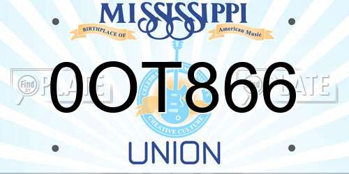 0OT866 Mississippi License Plate