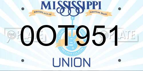 0OT951 Mississippi License Plate