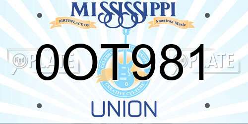 0OT981 Mississippi License Plate