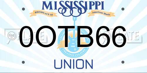 0OTB66 Mississippi License Plate