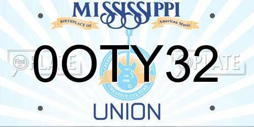 0OTY32 Mississippi License Plate