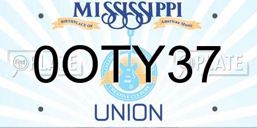 0OTY37 Mississippi License Plate