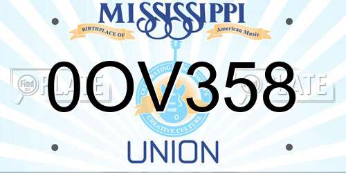 0OV358 Mississippi License Plate