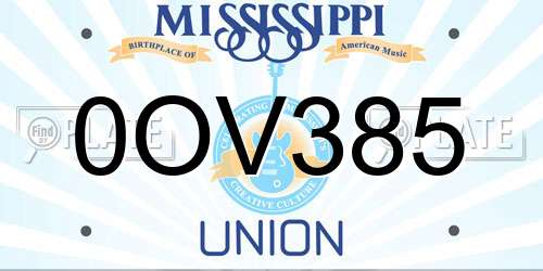 0OV385 Mississippi License Plate