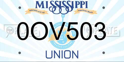 0OV503 Mississippi License Plate