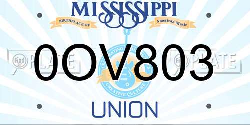 0OV803 Mississippi License Plate