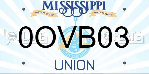 0OVB03 Mississippi License Plate