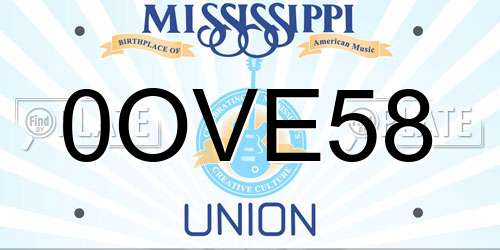 0OVE58 Mississippi License Plate