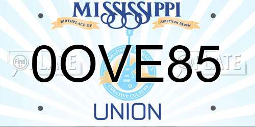 0OVE85 Mississippi License Plate