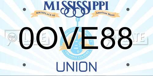 0OVE88 Mississippi License Plate