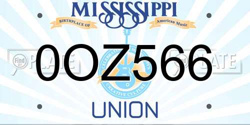 0OZ566 Mississippi License Plate
