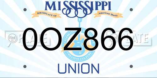 0OZ866 Mississippi License Plate
