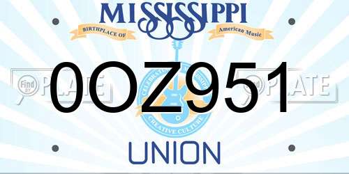 0OZ951 Mississippi License Plate