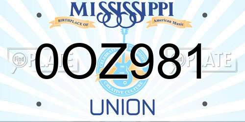 0OZ981 Mississippi License Plate