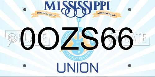 0OZS66 Mississippi License Plate