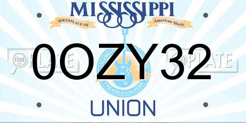0OZY32 Mississippi License Plate