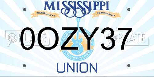 0OZY37 Mississippi License Plate