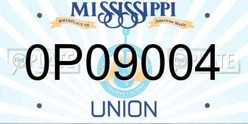 0P09004 Mississippi License Plate