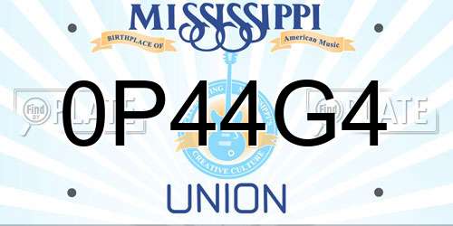 0P44G4 Mississippi License Plate