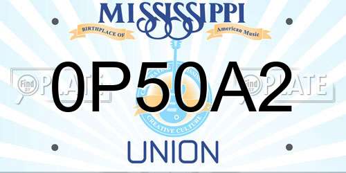 0P50A2 Mississippi License Plate
