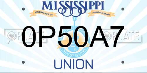 0P50A7 Mississippi License Plate