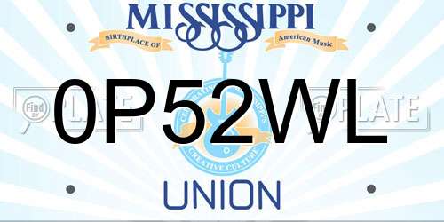0P52WL Mississippi License Plate