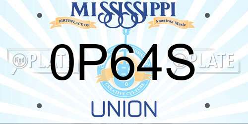 0P64S Mississippi License Plate