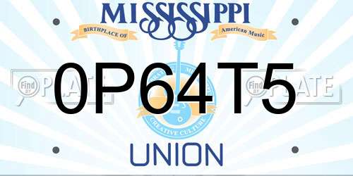 0P64T5 Mississippi License Plate