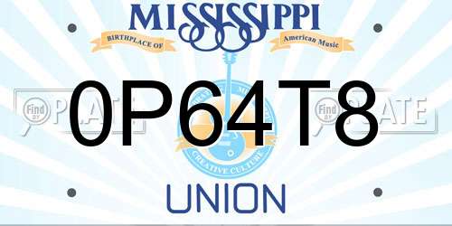 0P64T8 Mississippi License Plate