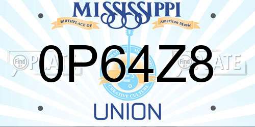0P64Z8 Mississippi License Plate