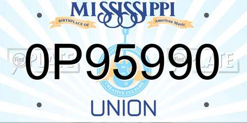 0P95990 Mississippi License Plate