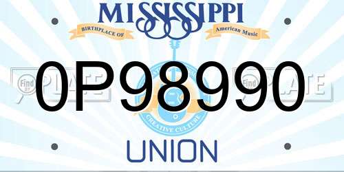 0P98990 Mississippi License Plate