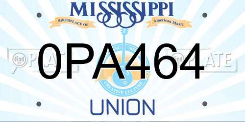 0PA464 Mississippi License Plate